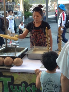 The "tornado potato" sold on the streets of Seoul. 
